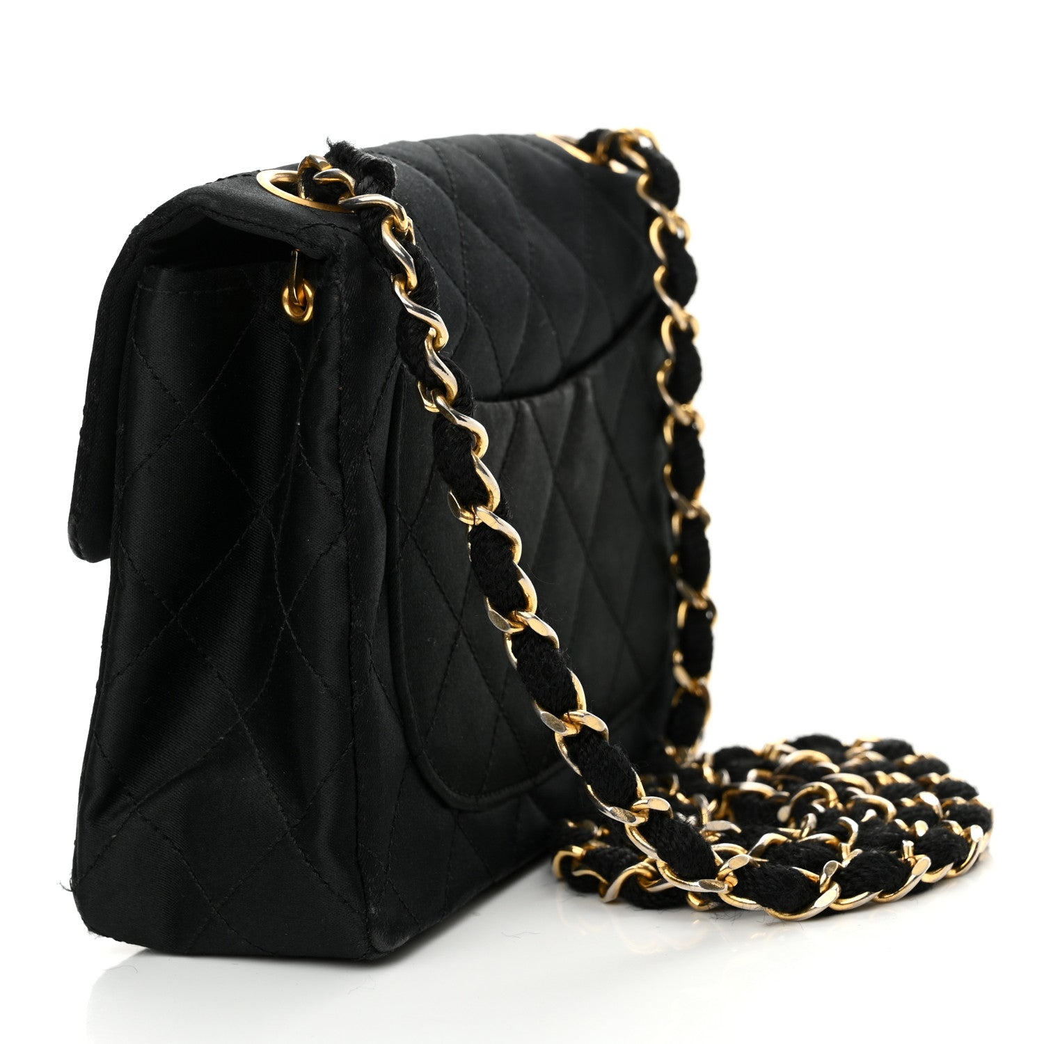 Chanel Satin Quilted Mini Square Flap Black 3 of 16