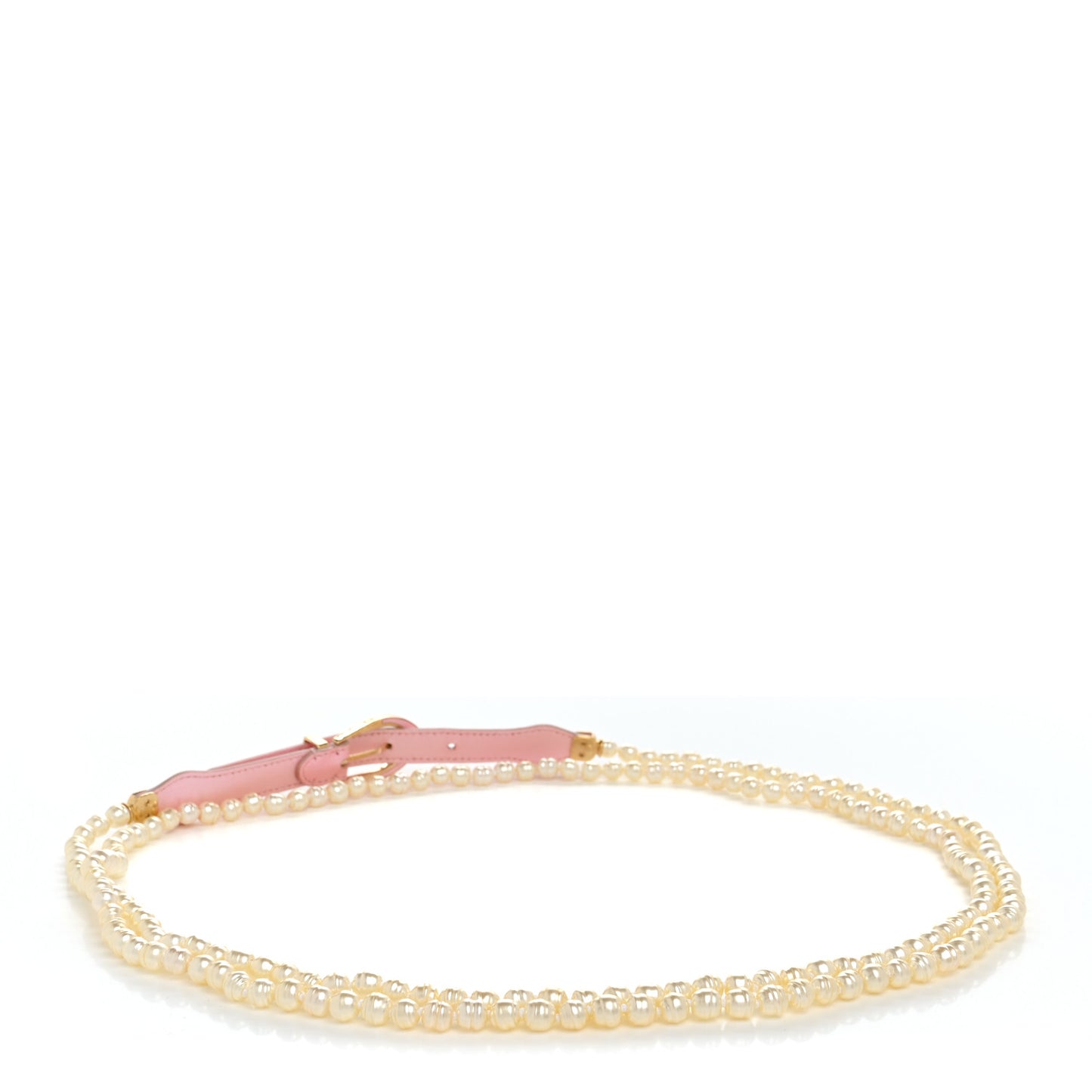 Iridescent Lambskin Pearl Belt S Light Pink Pearly White