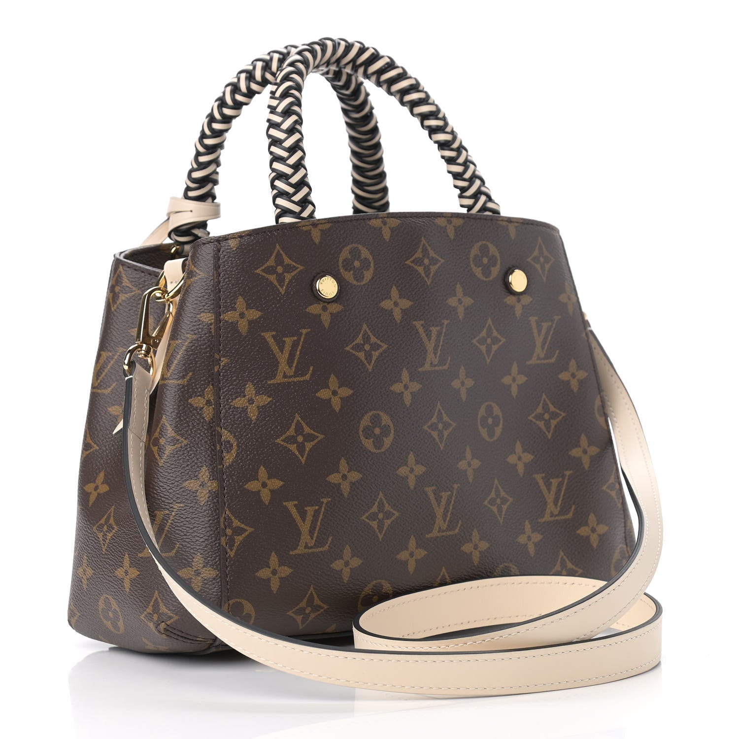 Louis Vuitton Monogram Braided Montaigne BB Creme Beige 3 of 10