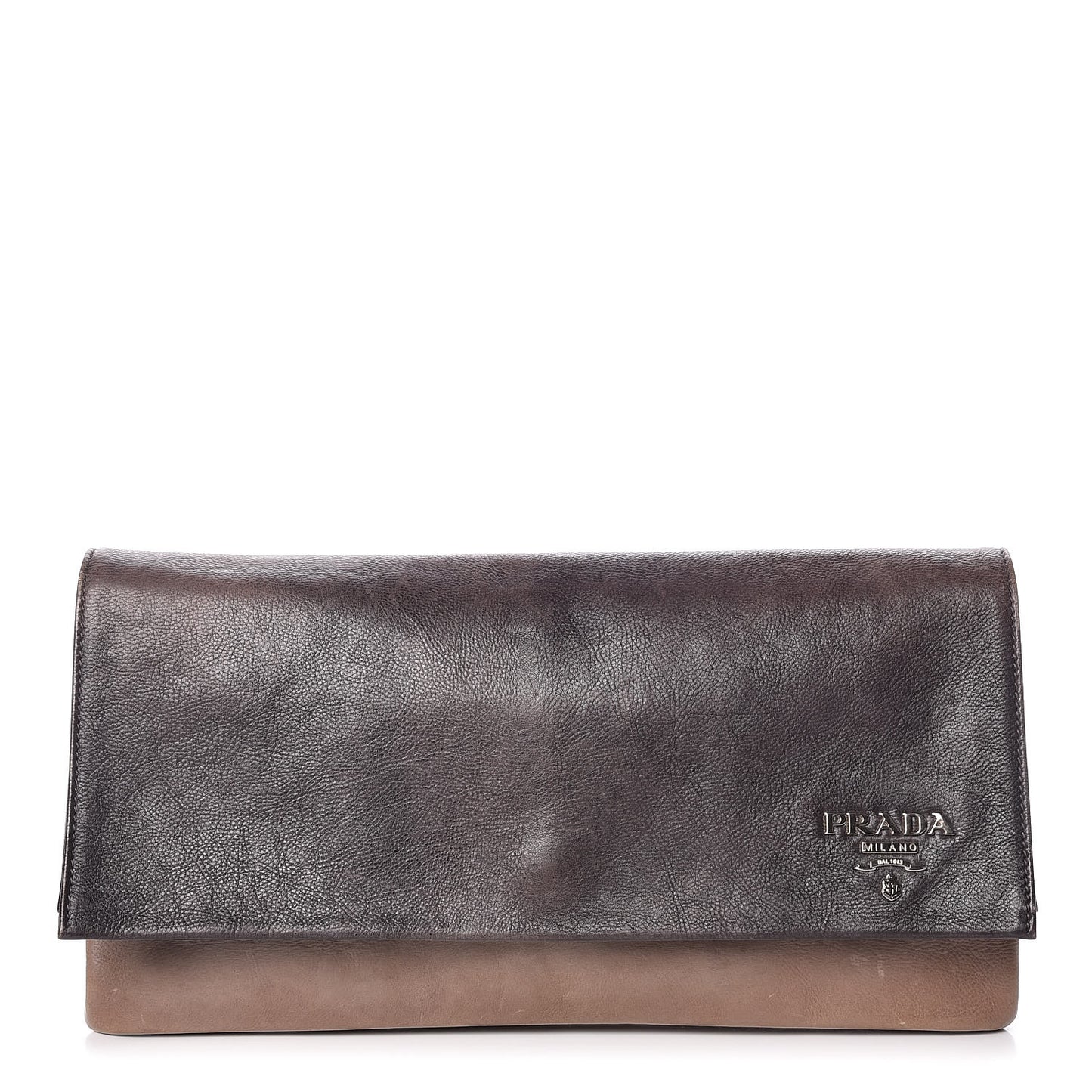 Glace Calfskin Fold Over Clutch Ombre Ardesia Fumo