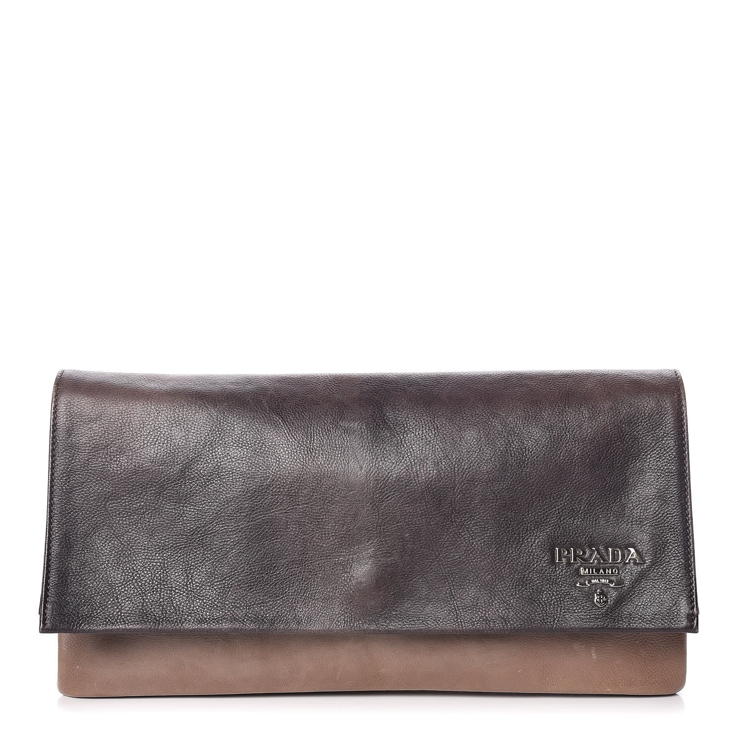 Prada Glace Calfskin Fold Over Clutch Ombre Ardesia Fumo 1 of 17