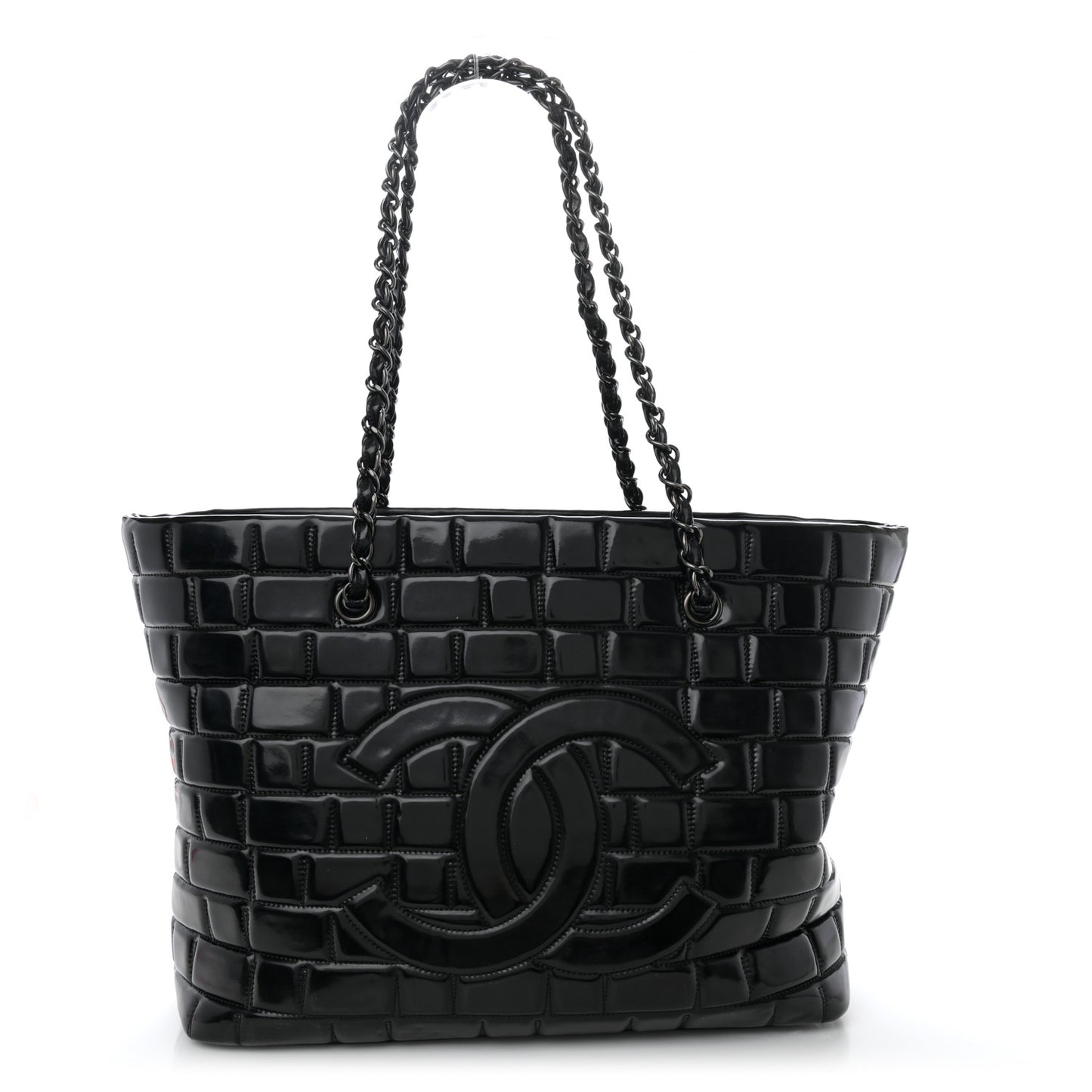 Vinyl Quilted Frozen Shopping Tote Black