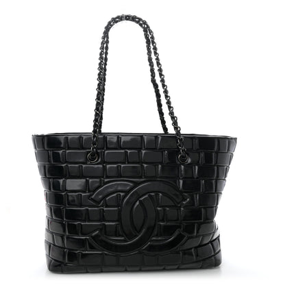 Chanel Vinyl Quilted Frozen Shopping Tote Black 1 of 12