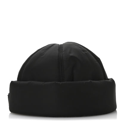 Prada Re-Nylon Padded Metal Triangle Logo Mens Beanie M Black 5 of 9