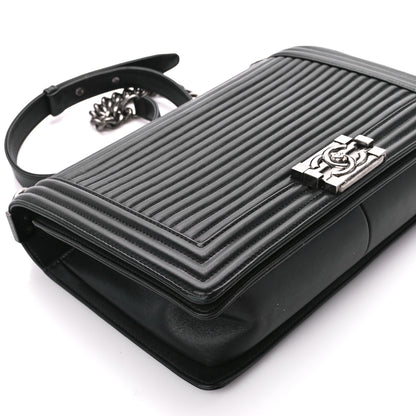 Chanel Calfskin Horizontal Quilted New Medium Boy Flap Black 9 of 10