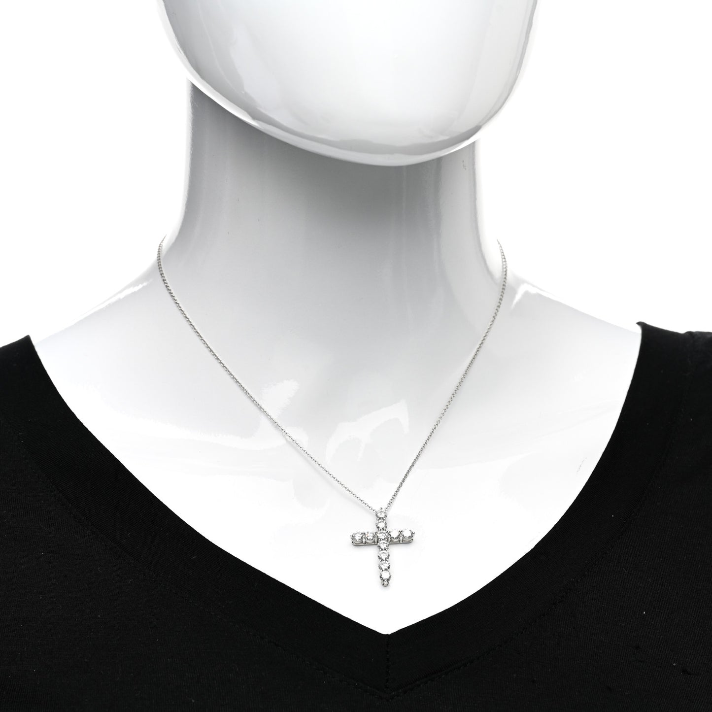 Platinum Diamond Large Cross Pendant Necklace