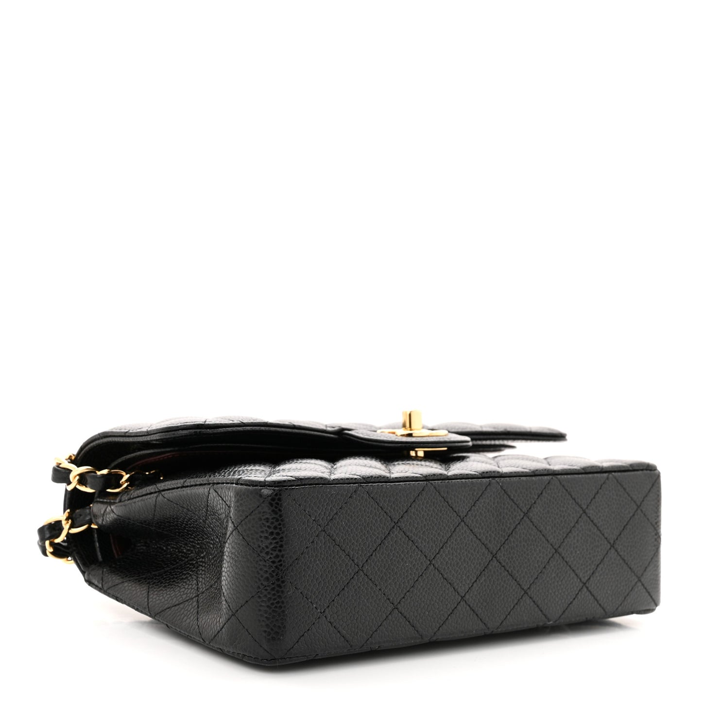 Caviar Quilted Small Double Flap Black