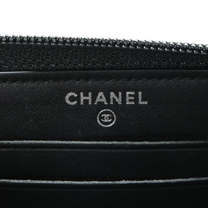Chanel Calfskin Painted Chevron Embossed Small Boy Zip Wallet Black 6 of 8