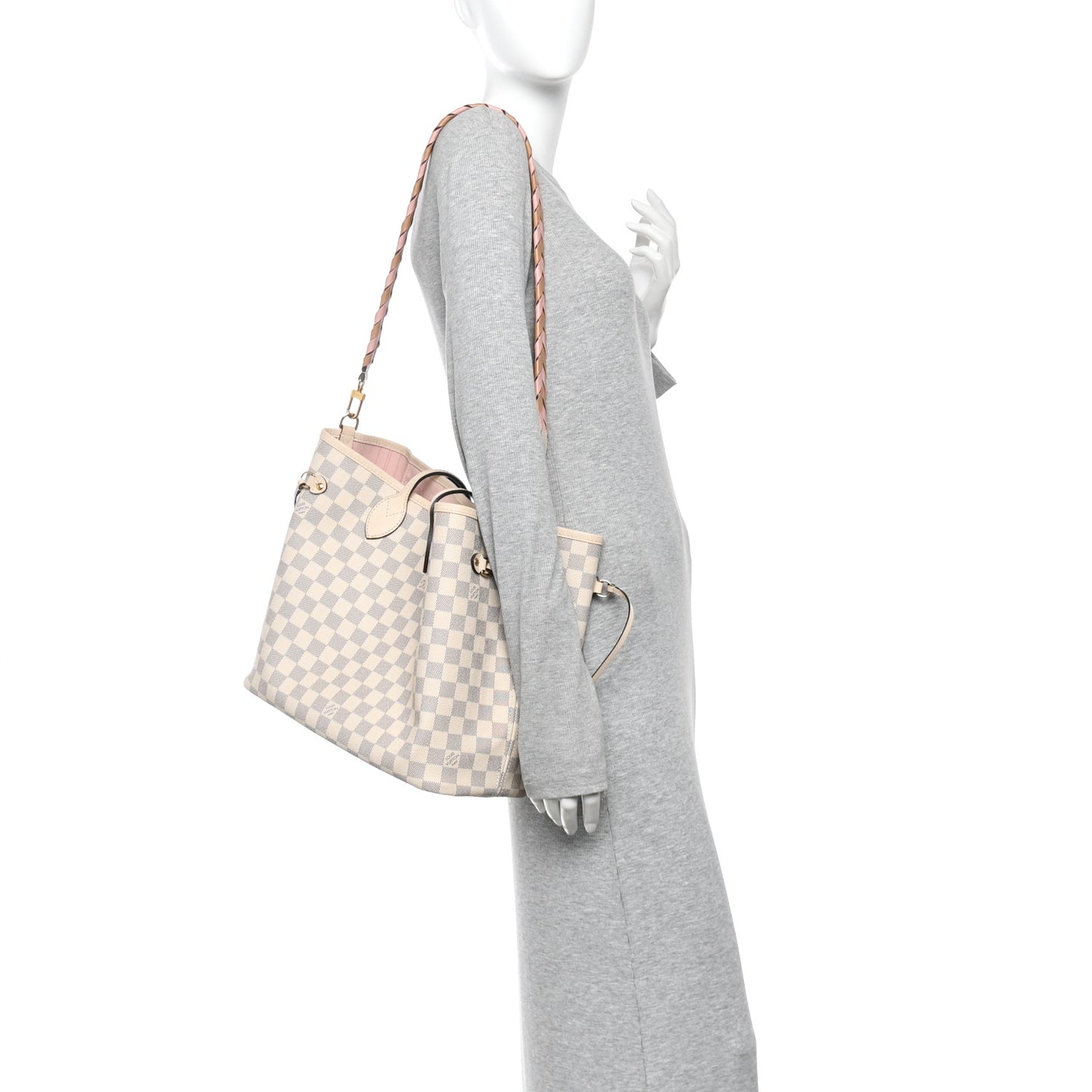 Damier Azur Braided Neverfull MM Pink
