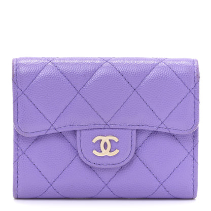 Chanel Caviar Quilted Flap Card Holder Wallet Purple 1 of 10
