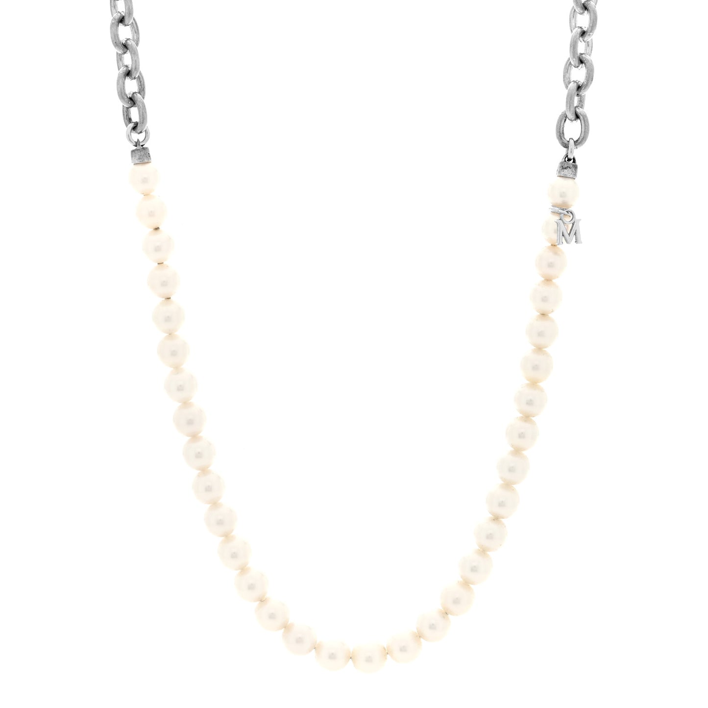 X COMME DE GARCON Sterling Silver Akoya Pearl 6-6.5mm Strand Necklace