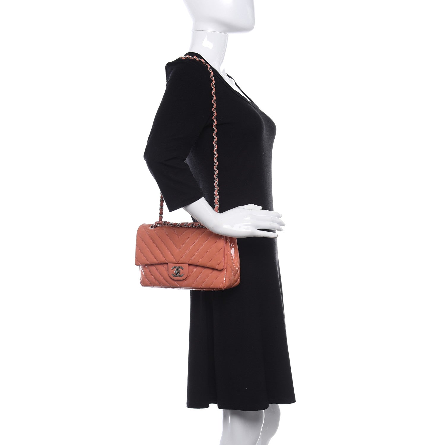 Chanel Patent Chevron Quilted Medium Single Flap Pink 2 of 9