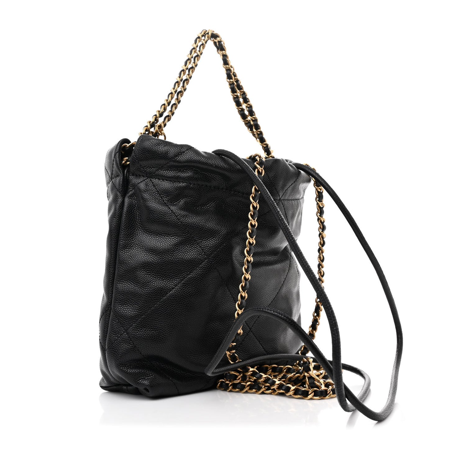 Shiny Caviar Quilted Monochrome Mini Chanel 22 Black
