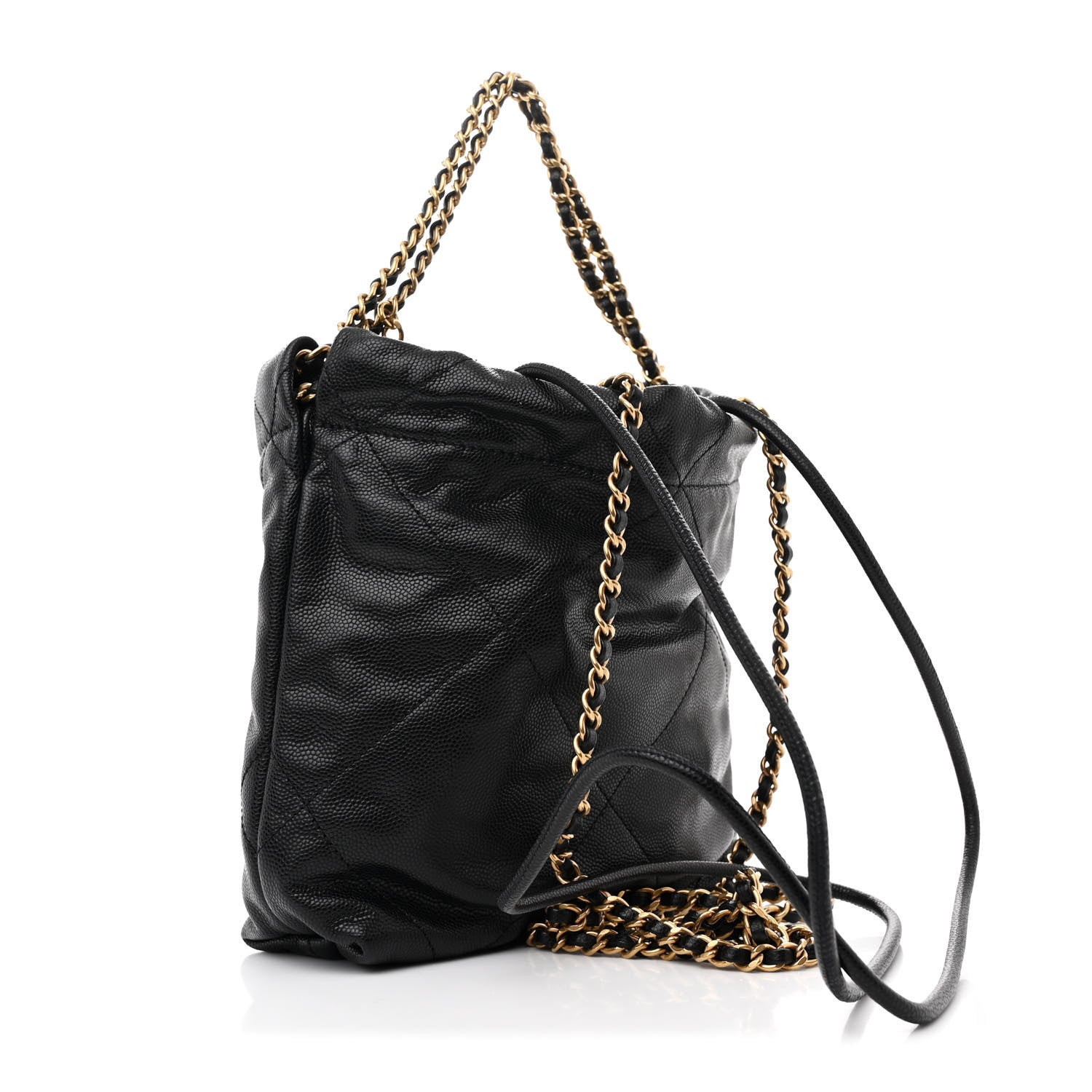 Chanel Shiny Caviar Quilted Monochrome Mini Chanel 22 Black 3 of 10