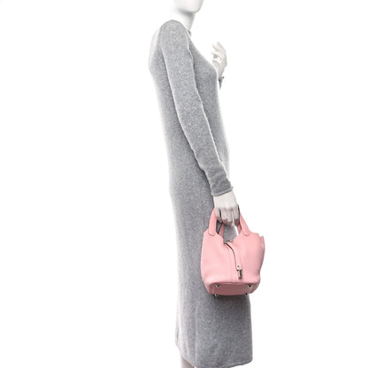 Hermes Taurillon Clemence Picotin Lock 18 PM Rose Sakura 3 of 10