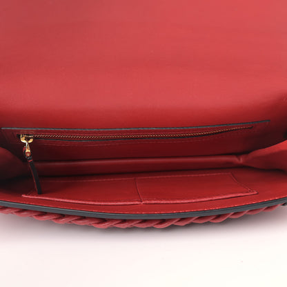 Valentino Garavani Pebbled Calfskin T.B.C. Braided Strap Clutch Red 5 of 8