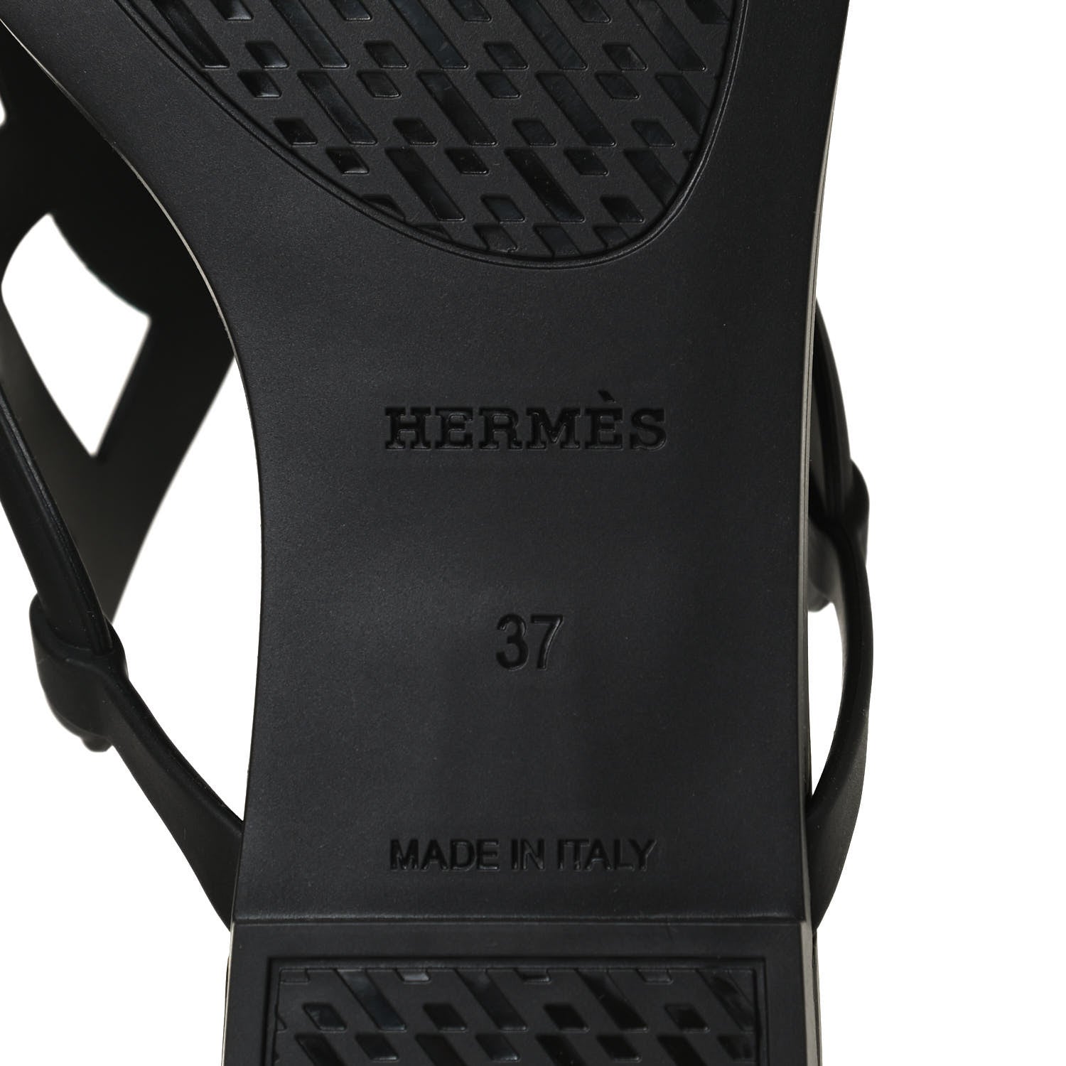 Hermes Rubber Womens Egerie Sandals 37 Black 7 of 9