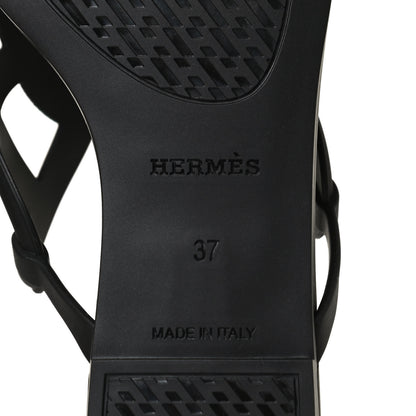 Hermes Rubber Womens Egerie Sandals 37 Black 7 of 9