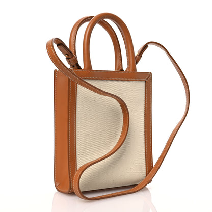 Celine Canvas Calfskin Mini Vertical Cabas Natural Tan 3 of 11