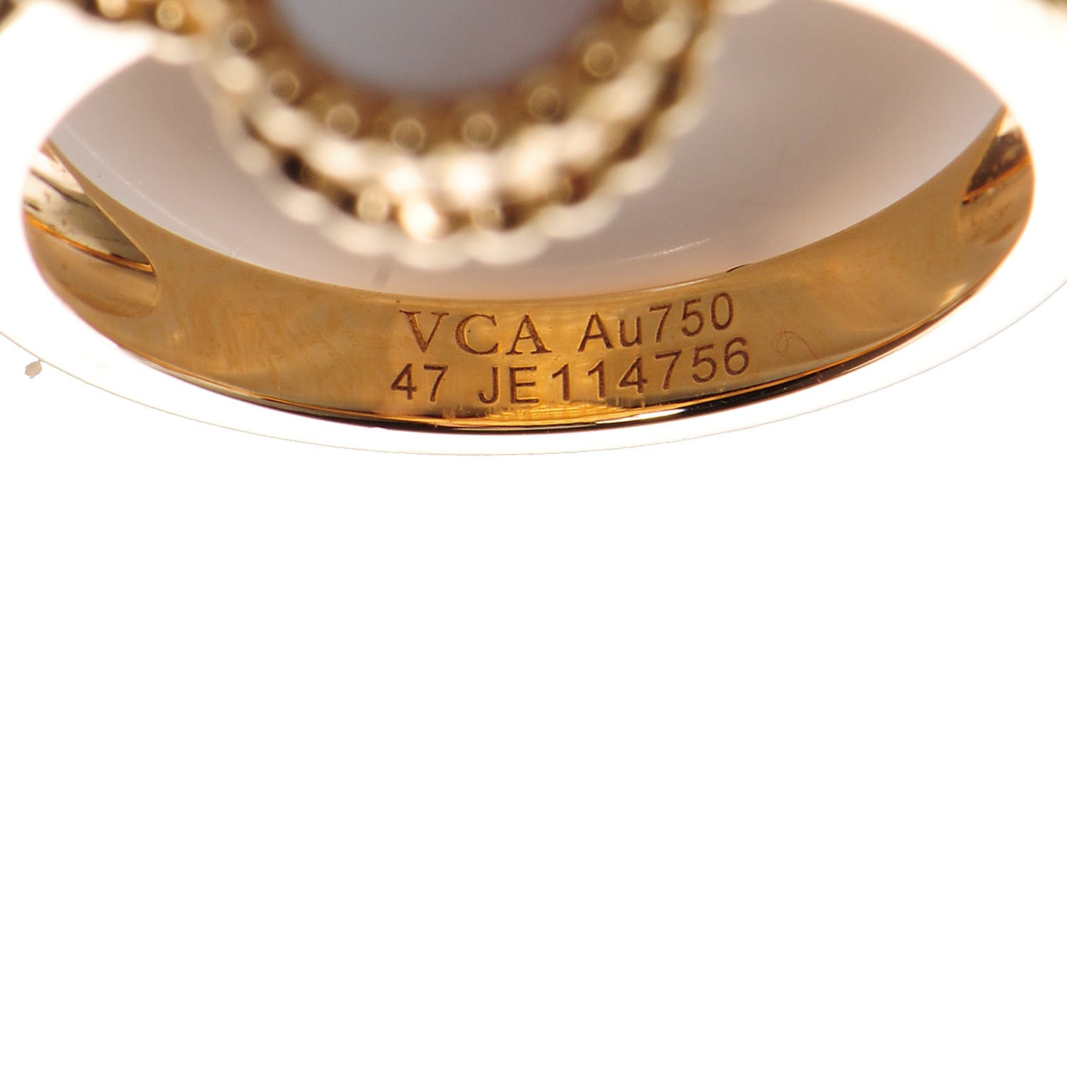 Van Cleef & Arpels 18K Yellow Gold Diamond Mother of Pearl Vintage Alhambra Ring 47 4 5 of 5
