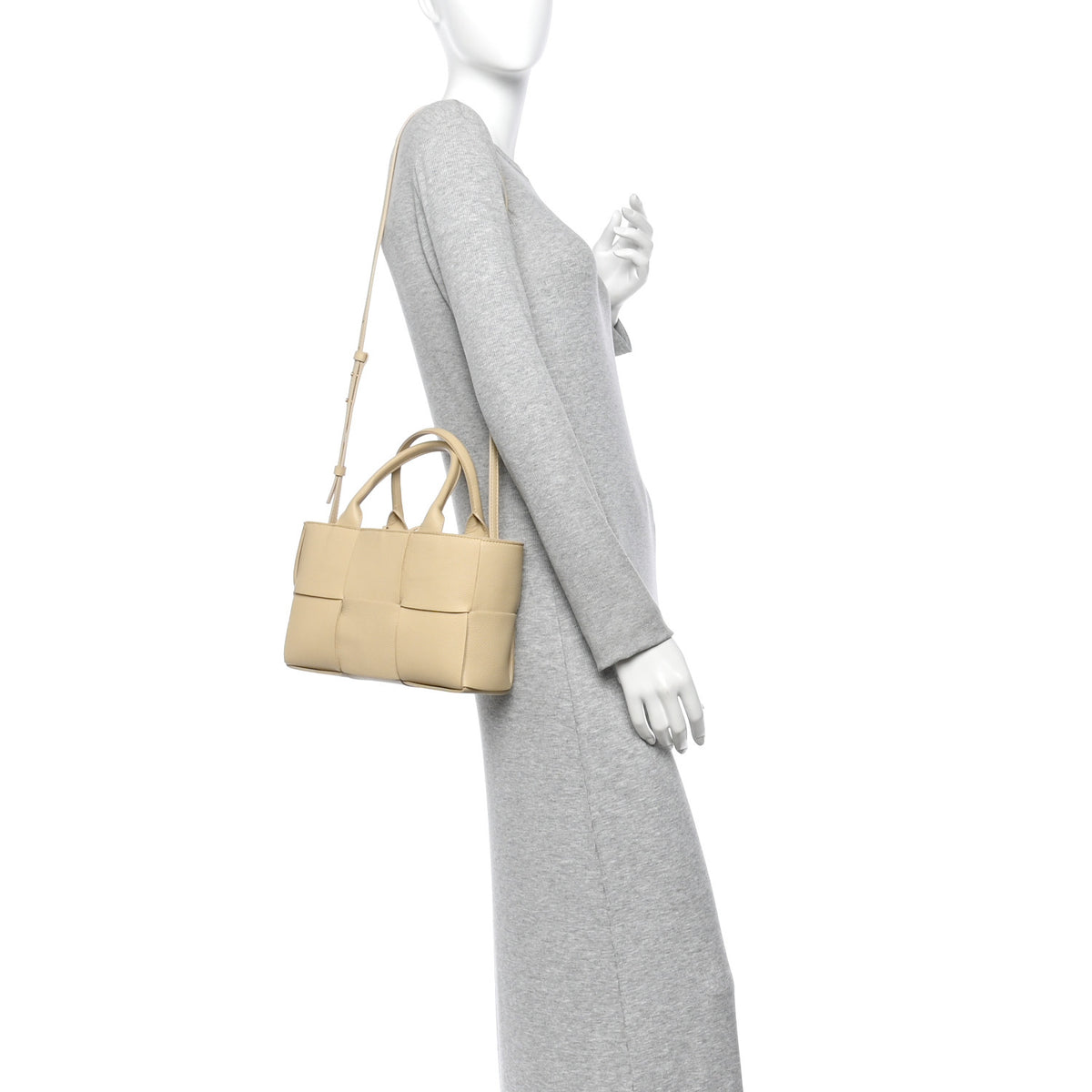 Grained Calfskin Maxi Intrecciato Mini Arco Tote Porridge