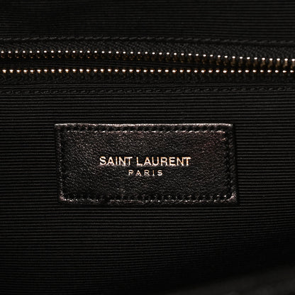 Saint Laurent Grain De Poudre Matelasse Chevron Large Monogram Satchel Black 6 of 11