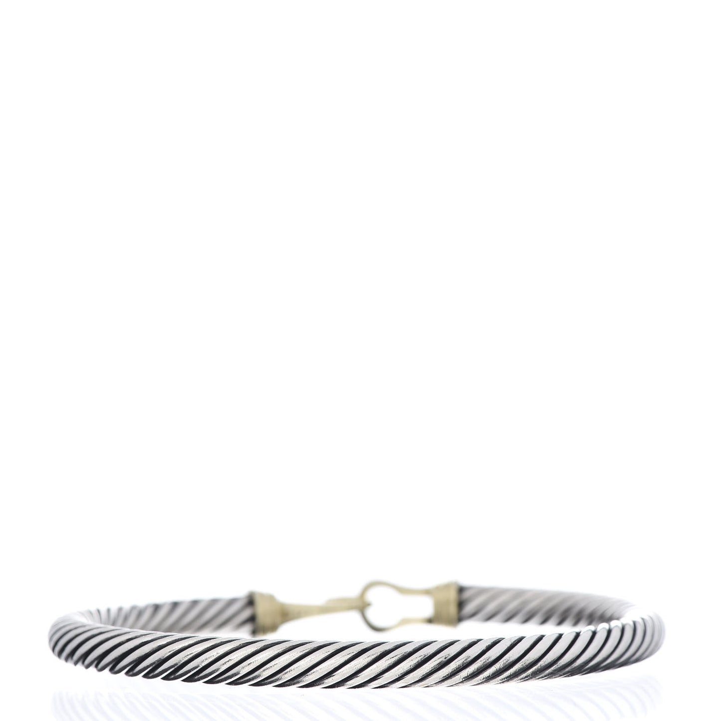 Sterling Silver 14K Yellow Gold 5mm Cable Classic Buckle Bracelet