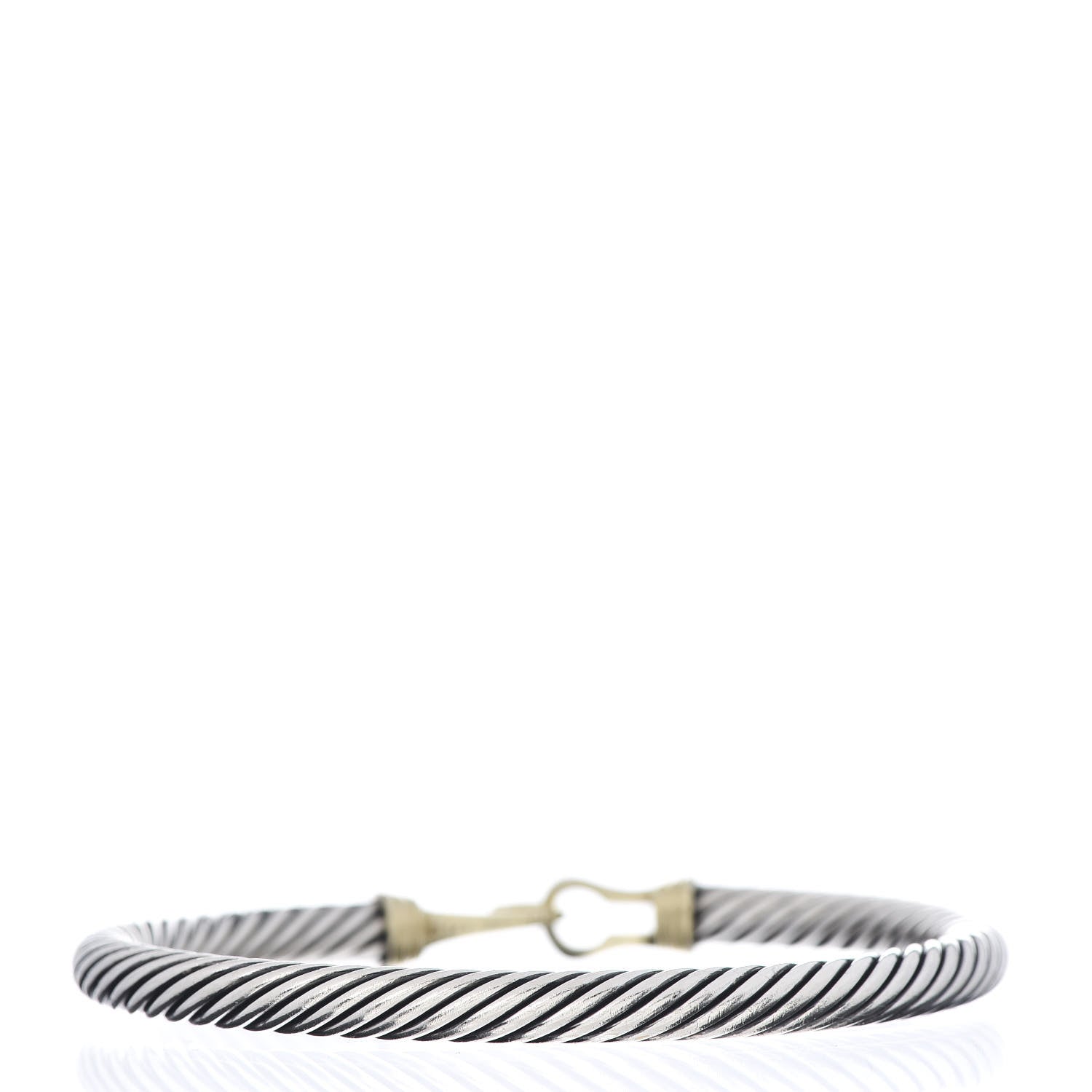 David Yurman Sterling Silver 14K Yellow Gold 5mm Cable Classic Buckle Bracelet 3 of 4