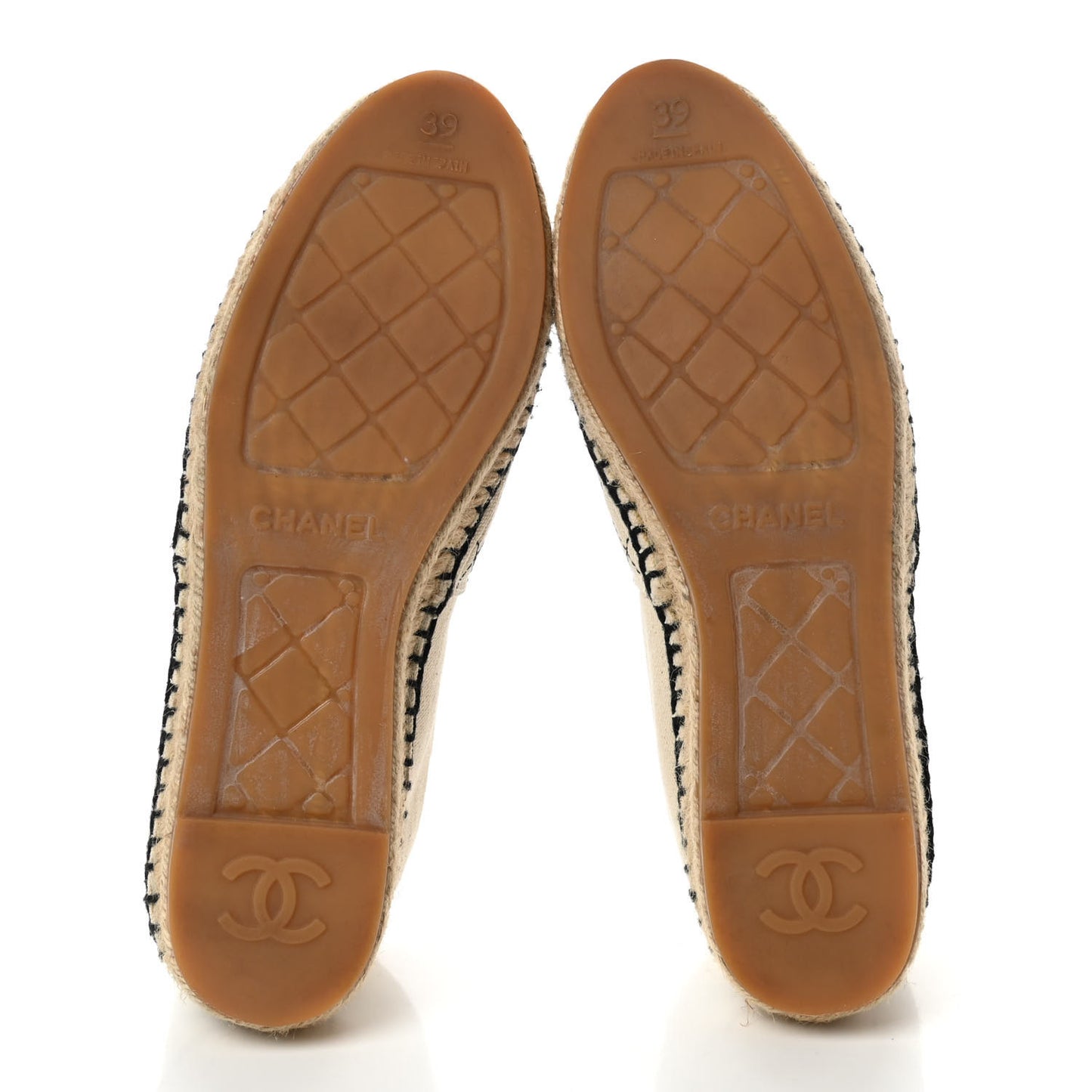 Fabric Biarritz CC Espadrilles 39 Beige Black