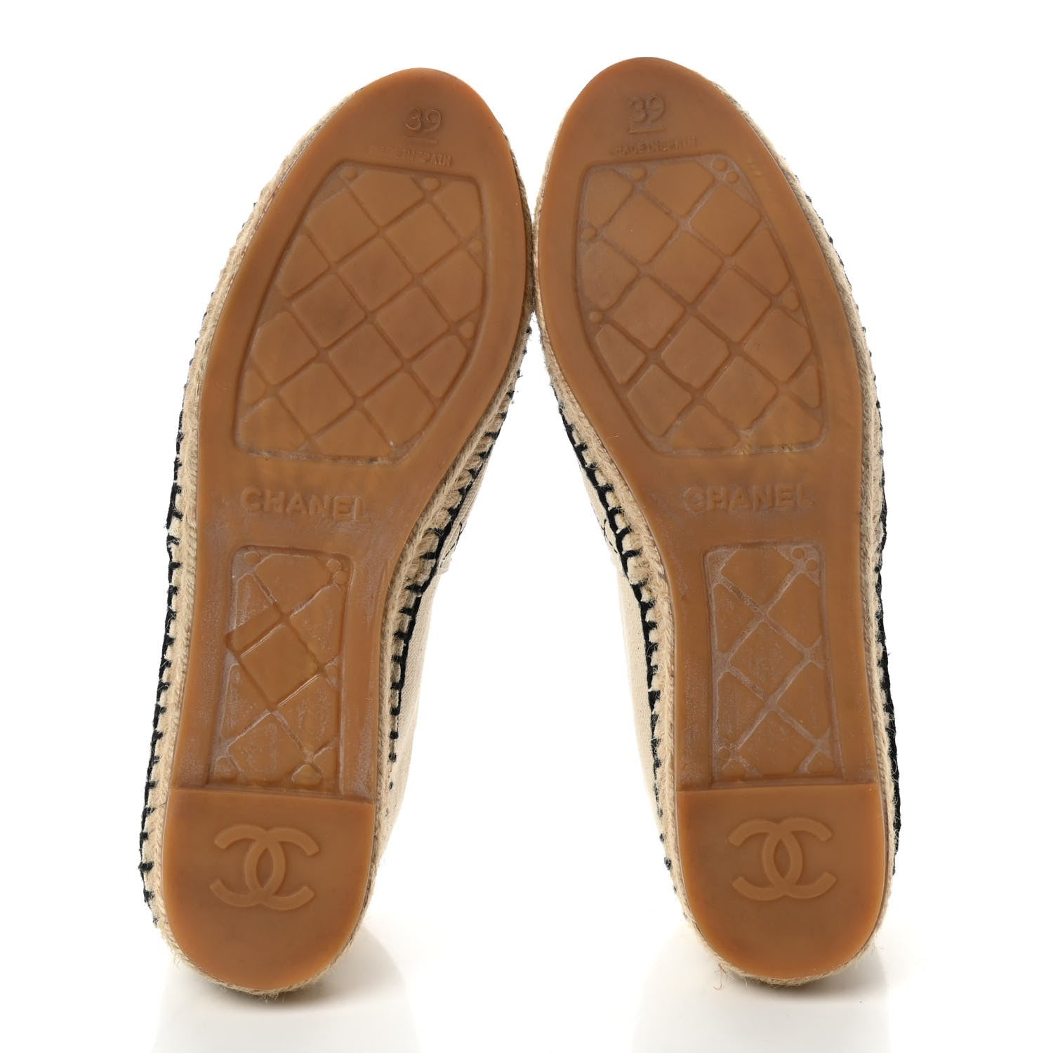Chanel Fabric Biarritz CC Espadrilles 39 Beige Black 5 of 9