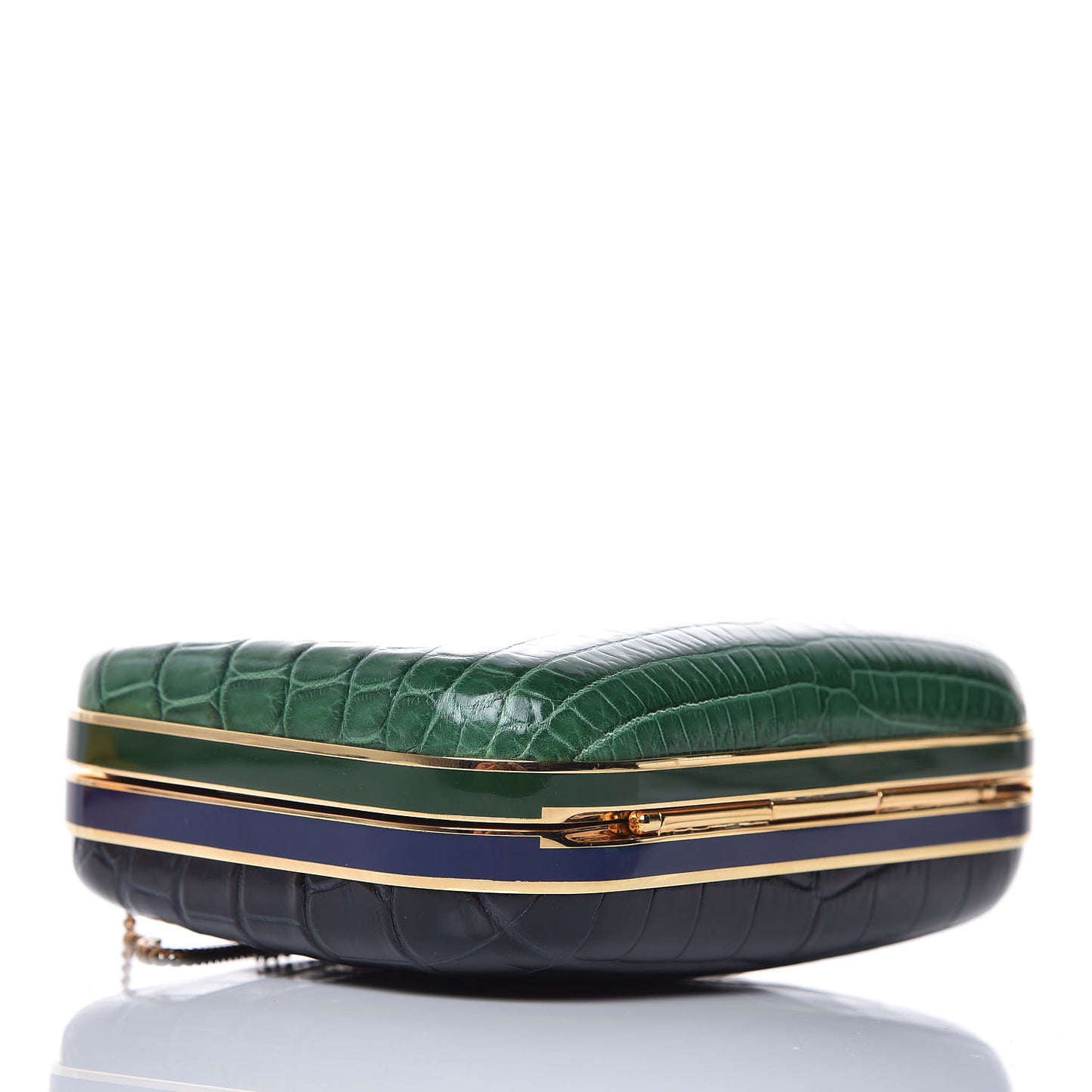 Crocodile Box Clutch Green Blue