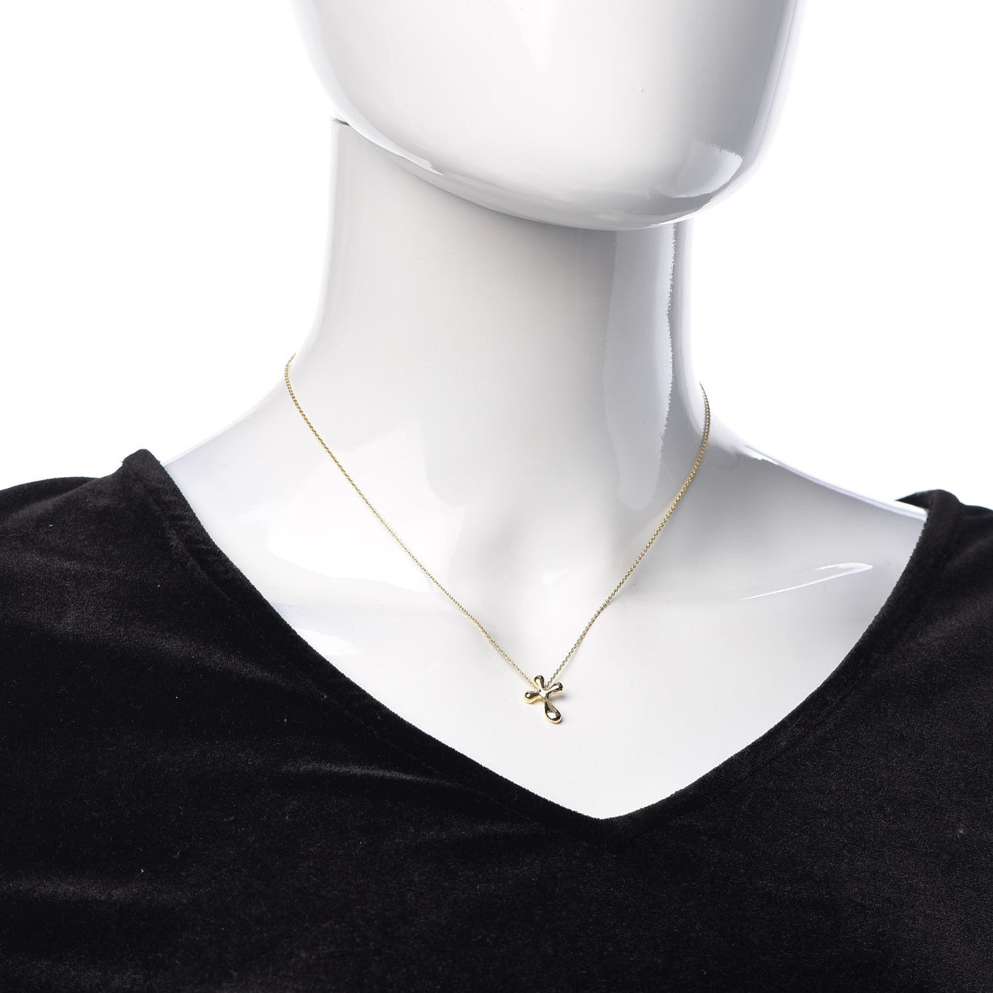 18K Yellow Gold Elsa Peretti Cross Pendant Necklace