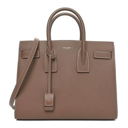 Saint Laurent Grained Calfskin Topstitch Small Classic Sac De Jour Taupe 1 of 10