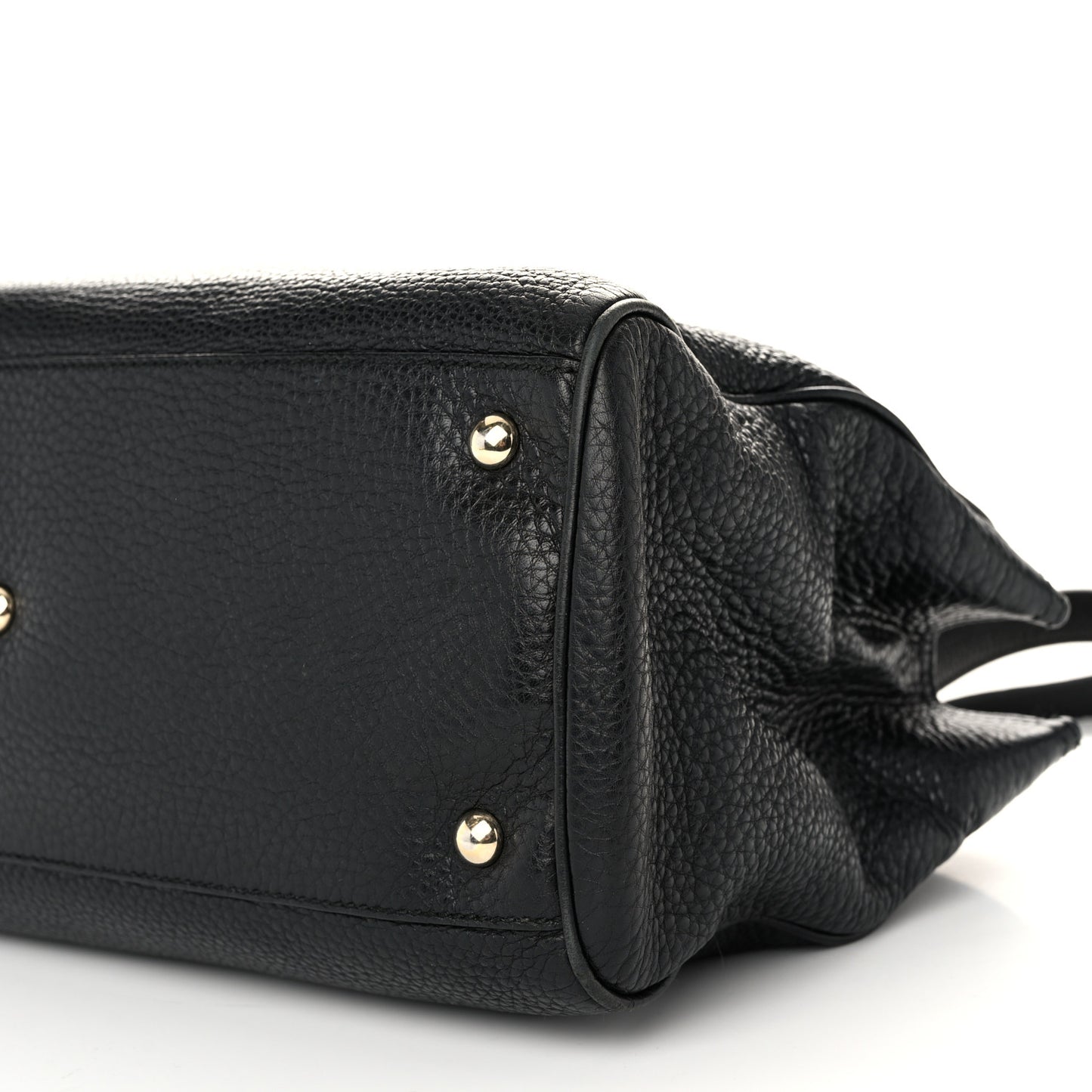 Pebbled Calfskin Medium Bamboo Shopper Tote Black