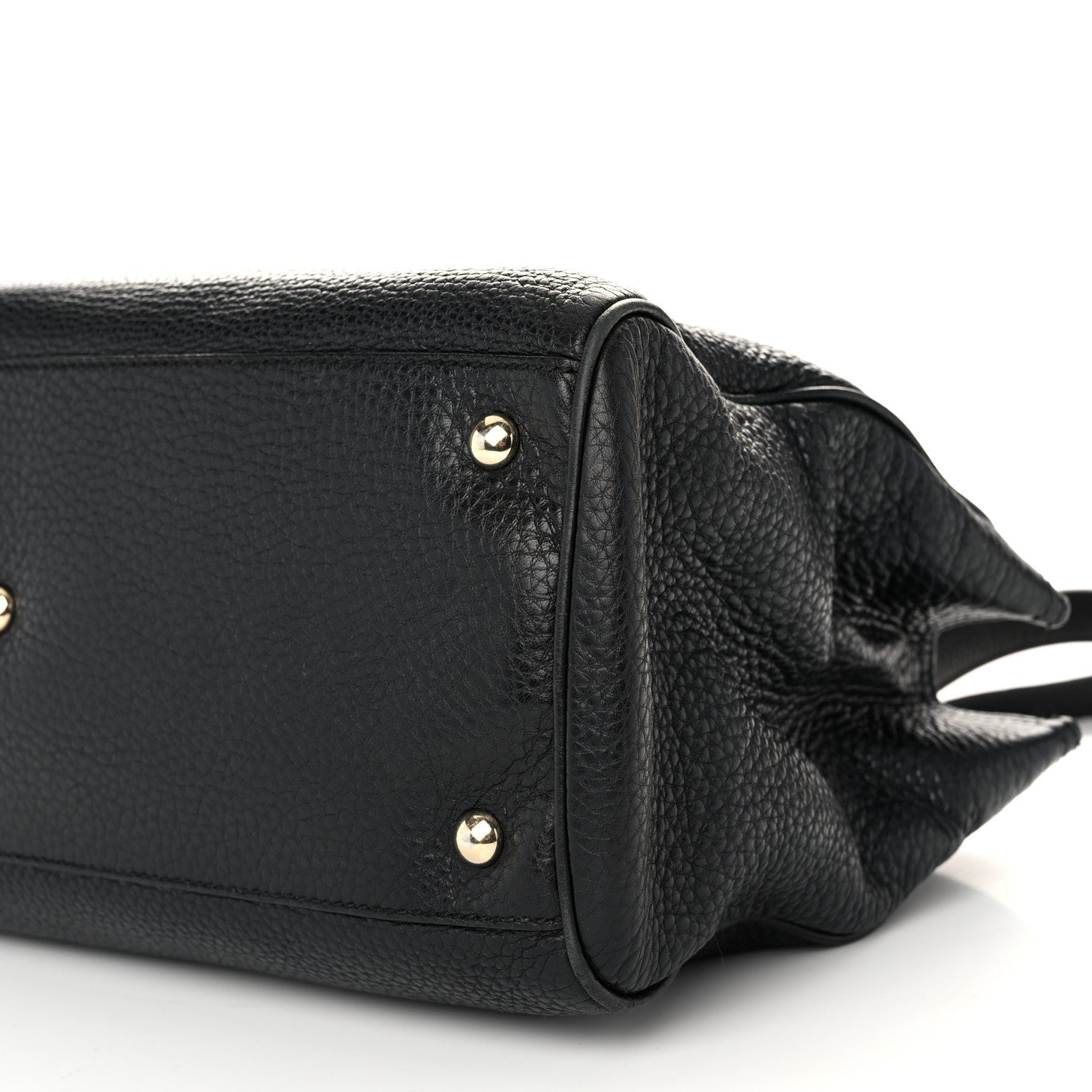 Gucci Pebbled Calfskin Medium Bamboo Shopper Tote Black 11 of 12