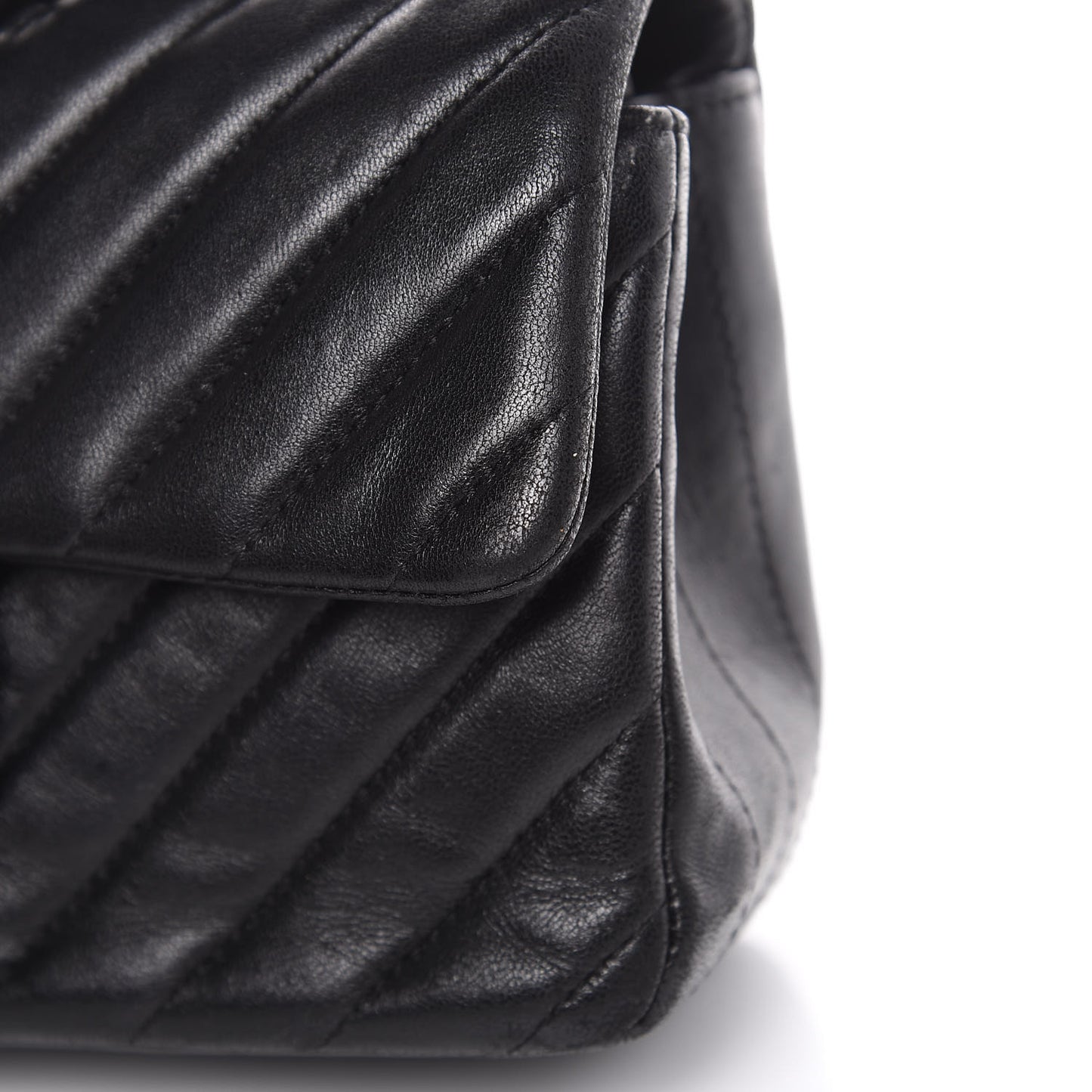 Lambskin Chevron Quilted Mini Rectangular Flap So Black