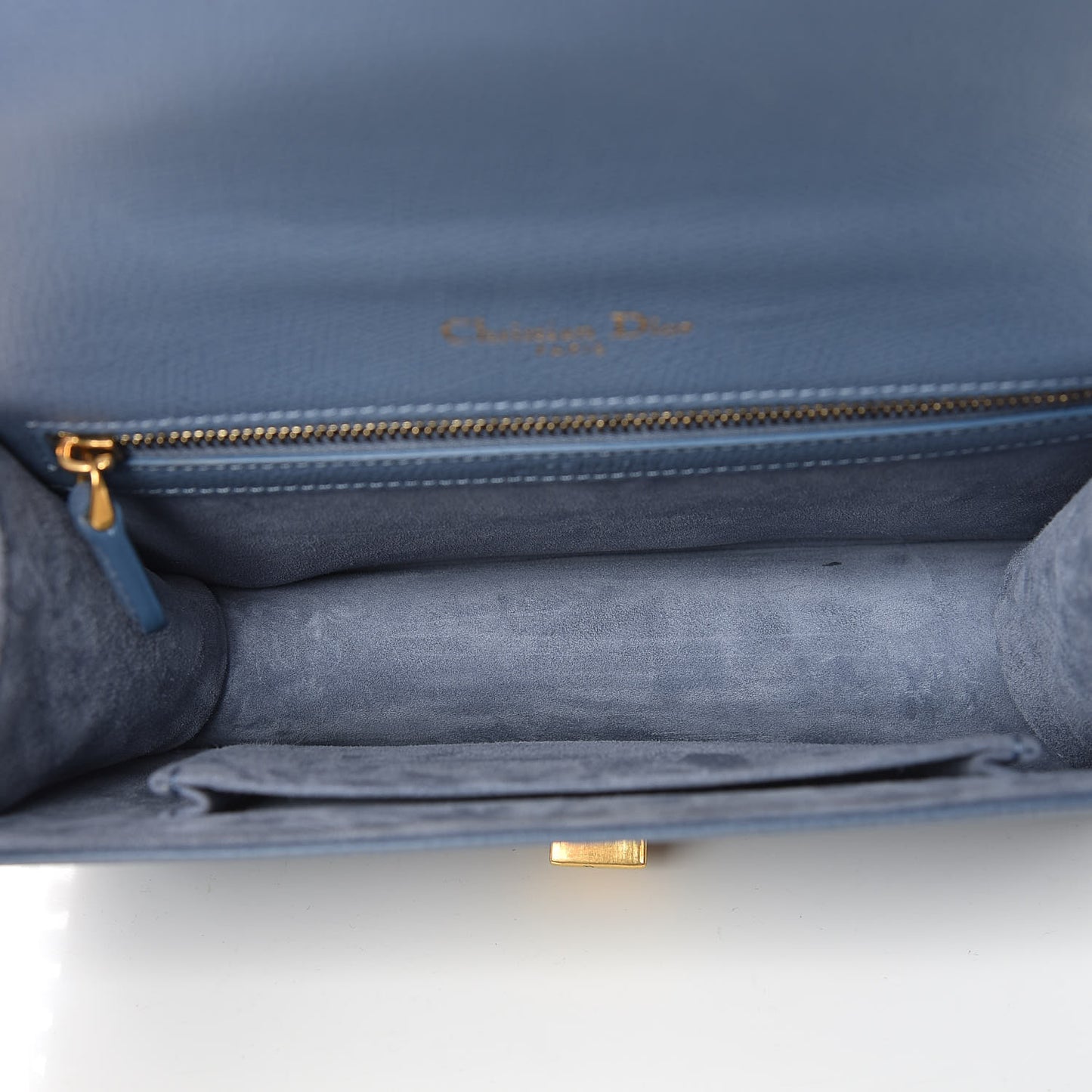 Grained Calfskin Small Diorama Flap Bag Denim