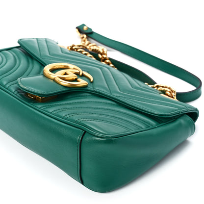 Gucci Calfskin Matelasse Small GG Marmont Shoulder Bag Emerald Green 12 of 15