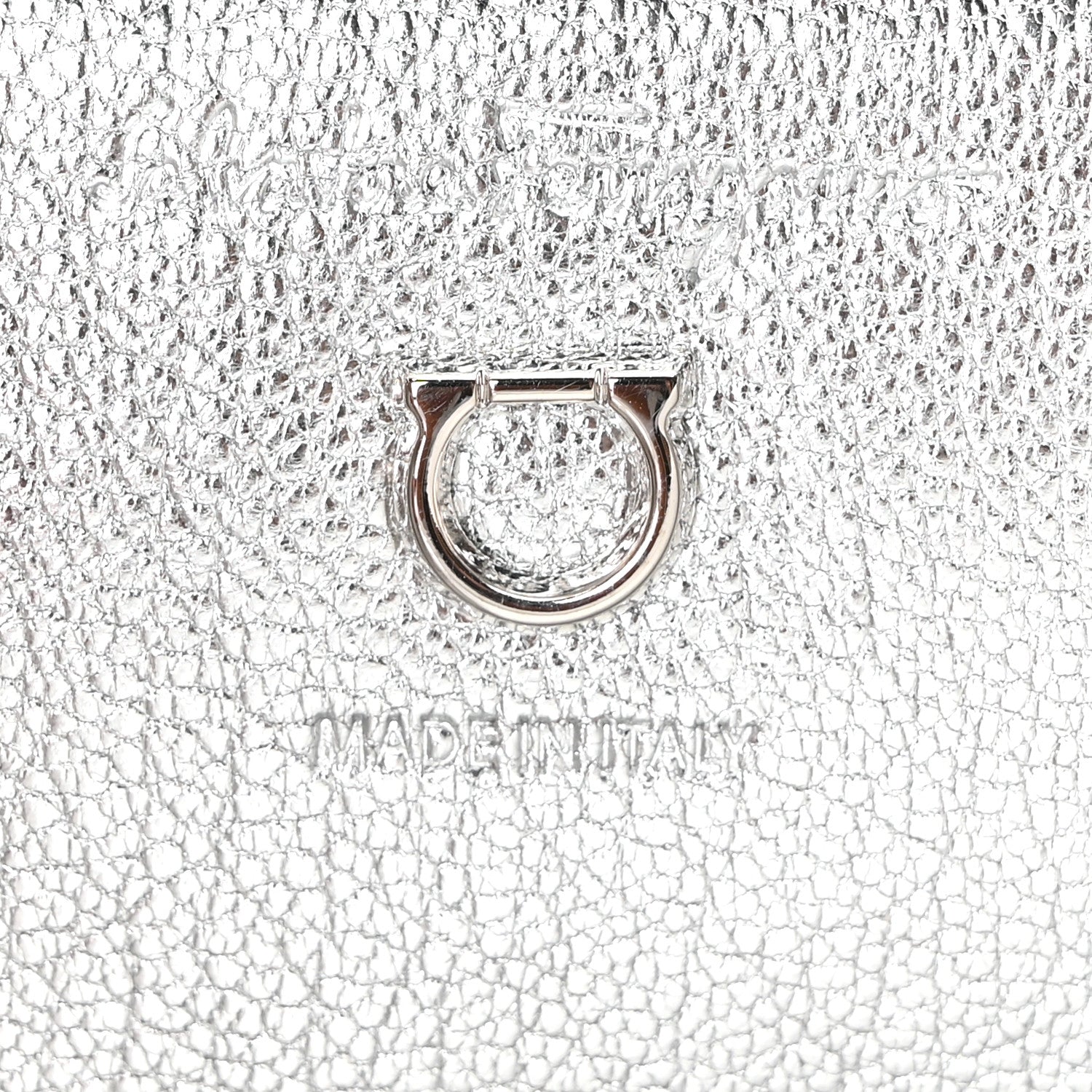 Salvatore Ferragamo Metallic Calfskin Gancini Clutch Silver 6 of 10