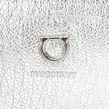 Salvatore Ferragamo Metallic Calfskin Gancini Clutch Silver 6 of 10