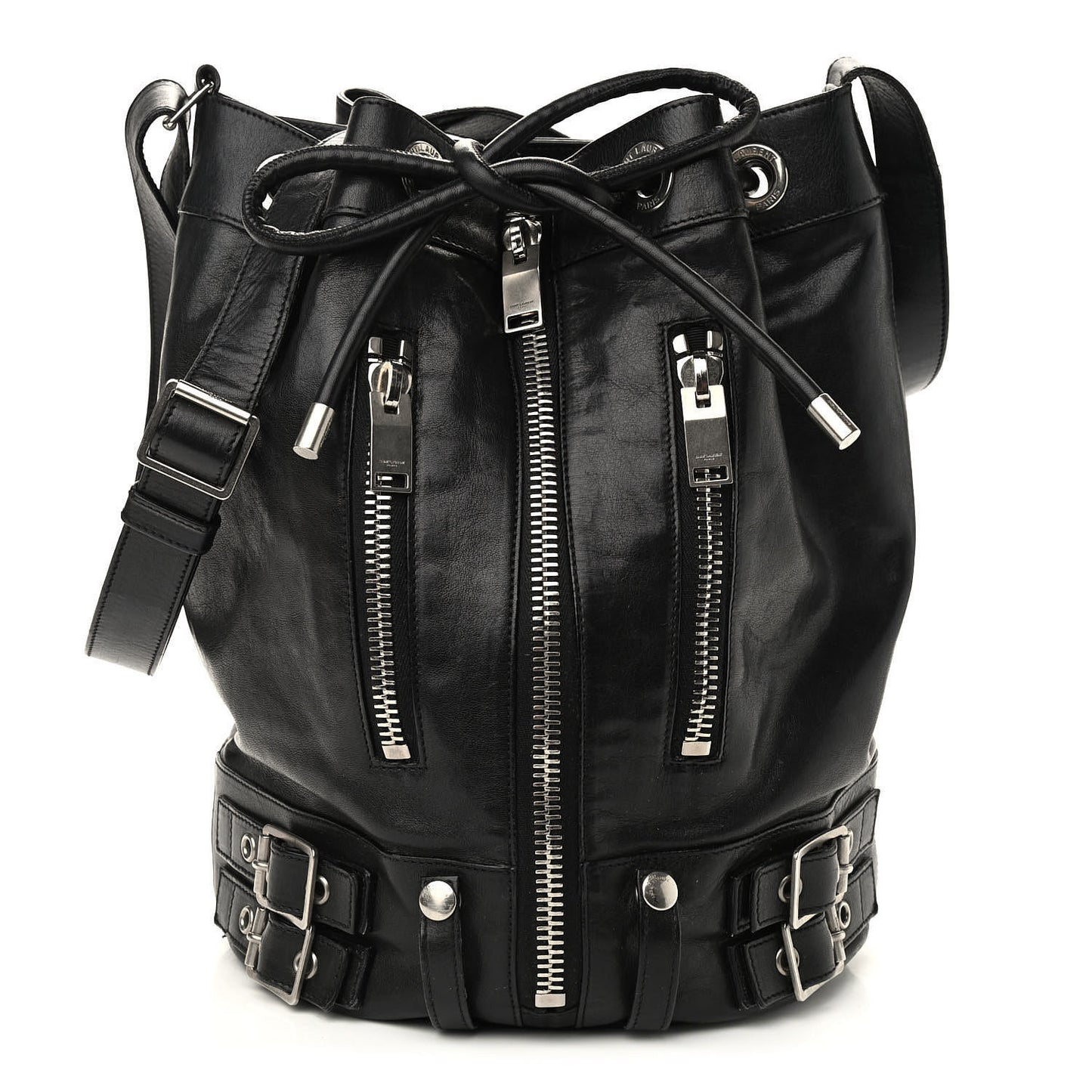 Calfskin Medium Rider Bucket Bag Black