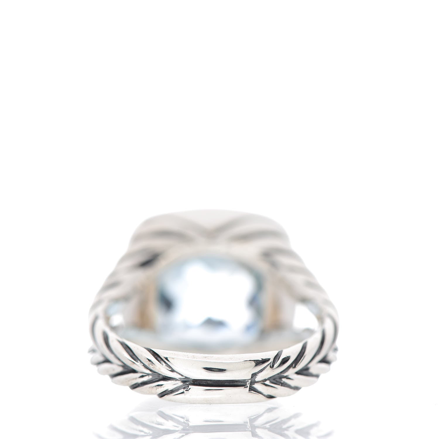 David Yurman Sterling Silver Diamond Blue Topaz 11mm Albion Ring 52 6 4 of 6