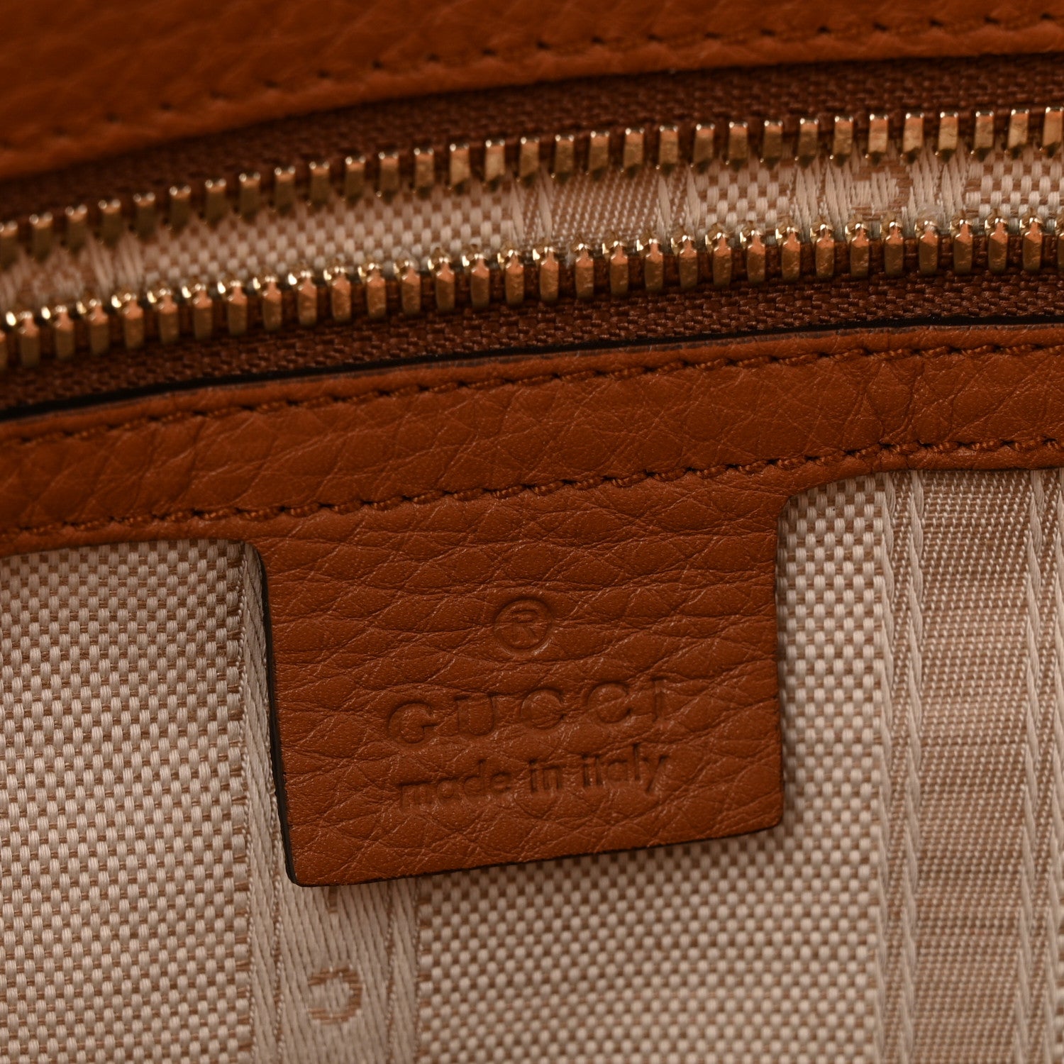 Gucci Calfskin Large Label Tote Brown 6 of 14