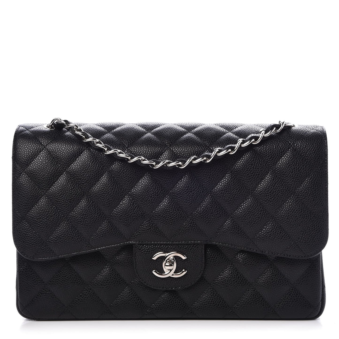 Caviar Quilted Jumbo Double Flap Black