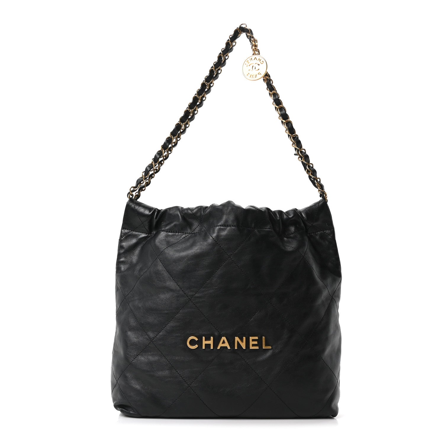 Chanel Shiny Calfskin Quilted Small Chanel 22 Black 2 of 19