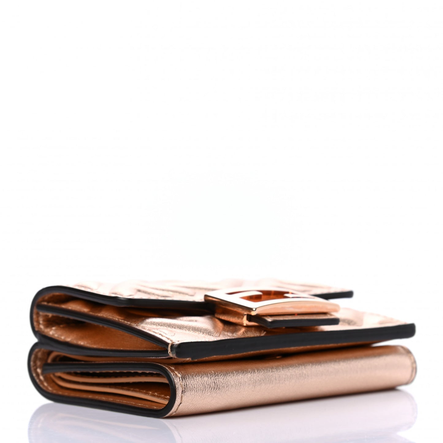 Vitello Laminato FF 1974 Embossed Micro Tri-Fold Wallet Rame