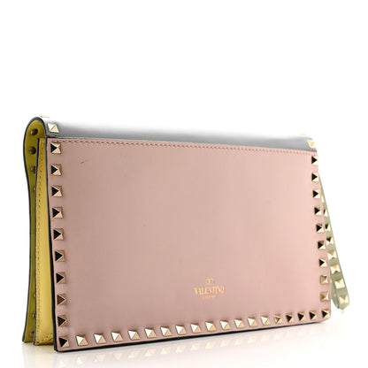 Valentino Garavani Nappa Watercolor Rockstud Wristlet Clutch Rose Green Yellow Sky 3 of 13
