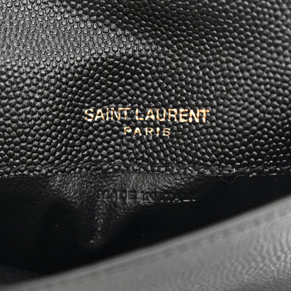 Saint Laurent Grain De Poudre Uptown Monogram Card Case Black 7 of 9