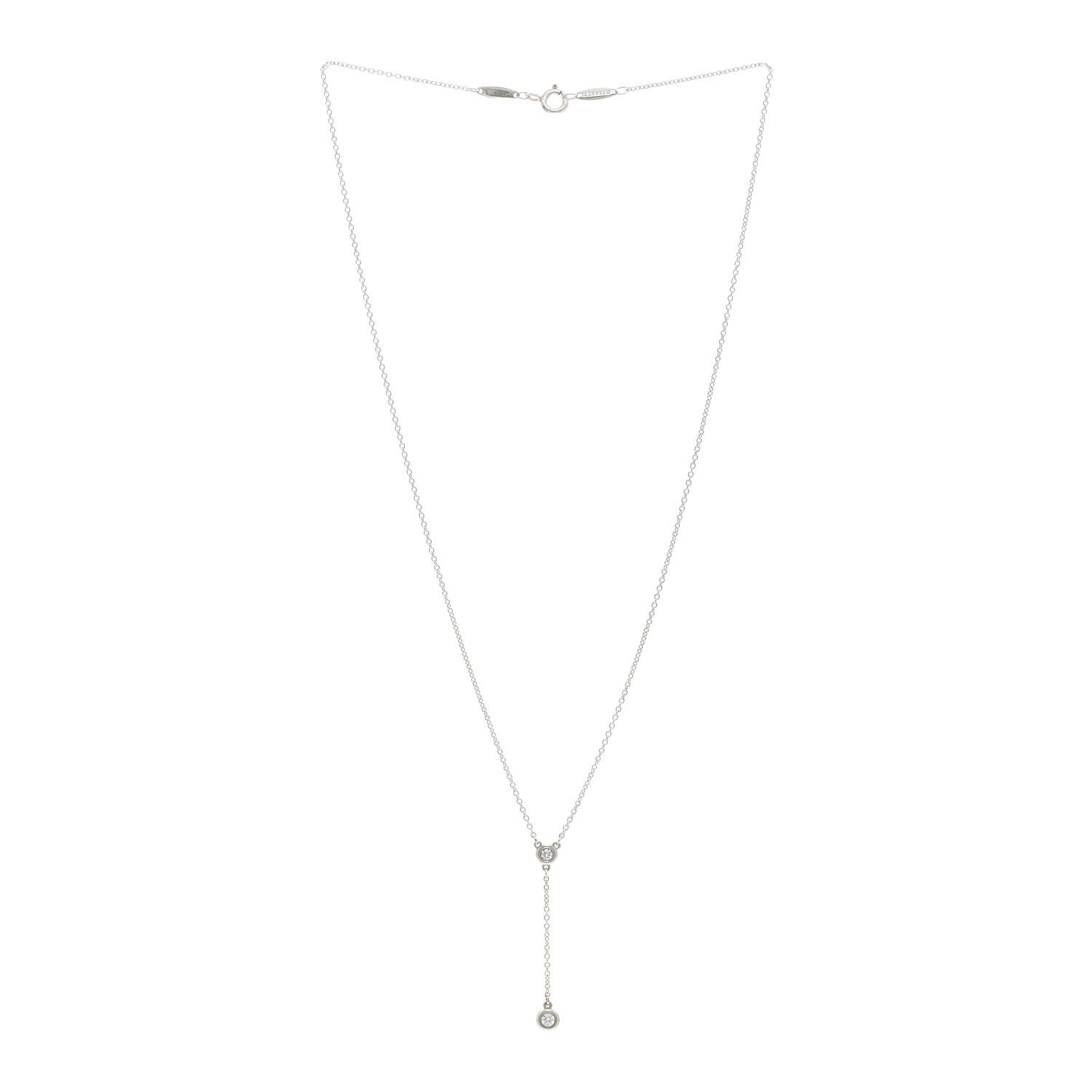 Tiffany Sterling Silver Diamond Elsa Peretti Diamonds by the Yard Y Drop Pendant Necklace 3 of 4