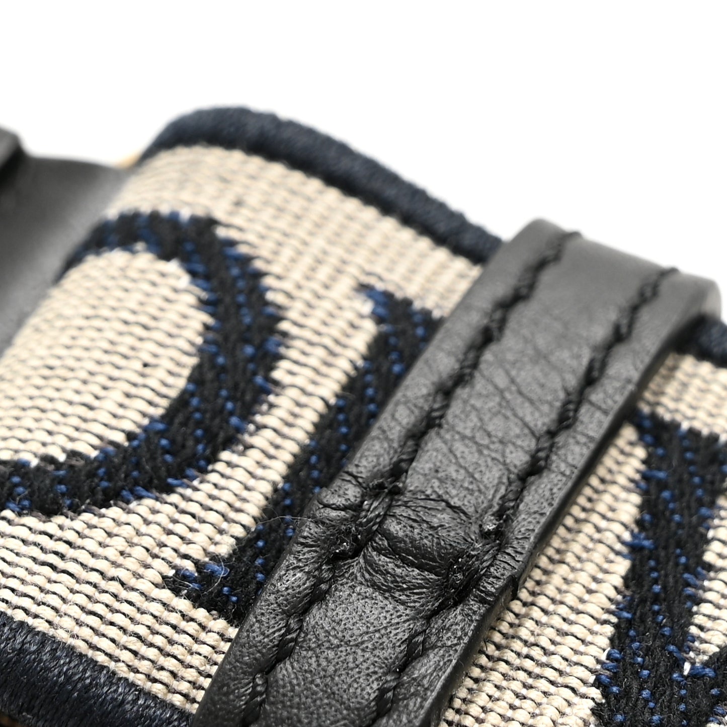 Calfskin Jacquard Anagram Loop Strap Navy Black